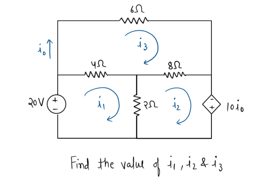 20V+
45
65
13
{PS
1₂
Find the value of 1₁, 12 & 13
www
www
U8
www
+
1010