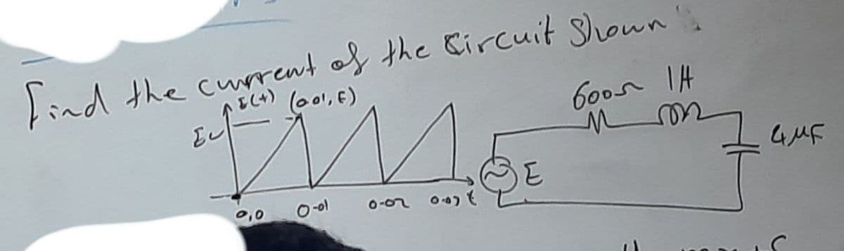 Find the current of the Circuit Shown
^&(+)
(ool, f)
کرنے کے
0-01
боол /а
Mon
M
0-9 00) (
4uF