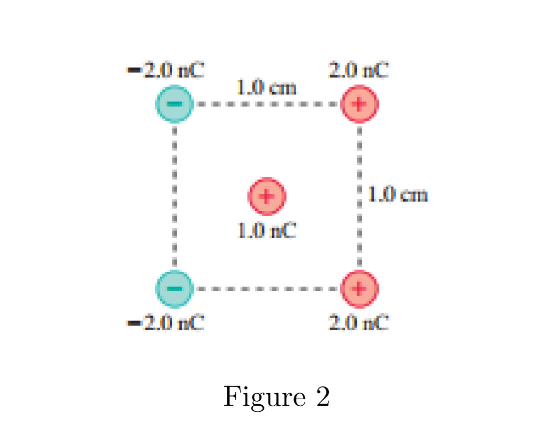 -2.0 nC
2.0 nC
1.0 cm
1.0 cm
1.0 nC
+.
-2.0 nC
2.0 nC
Figure 2
