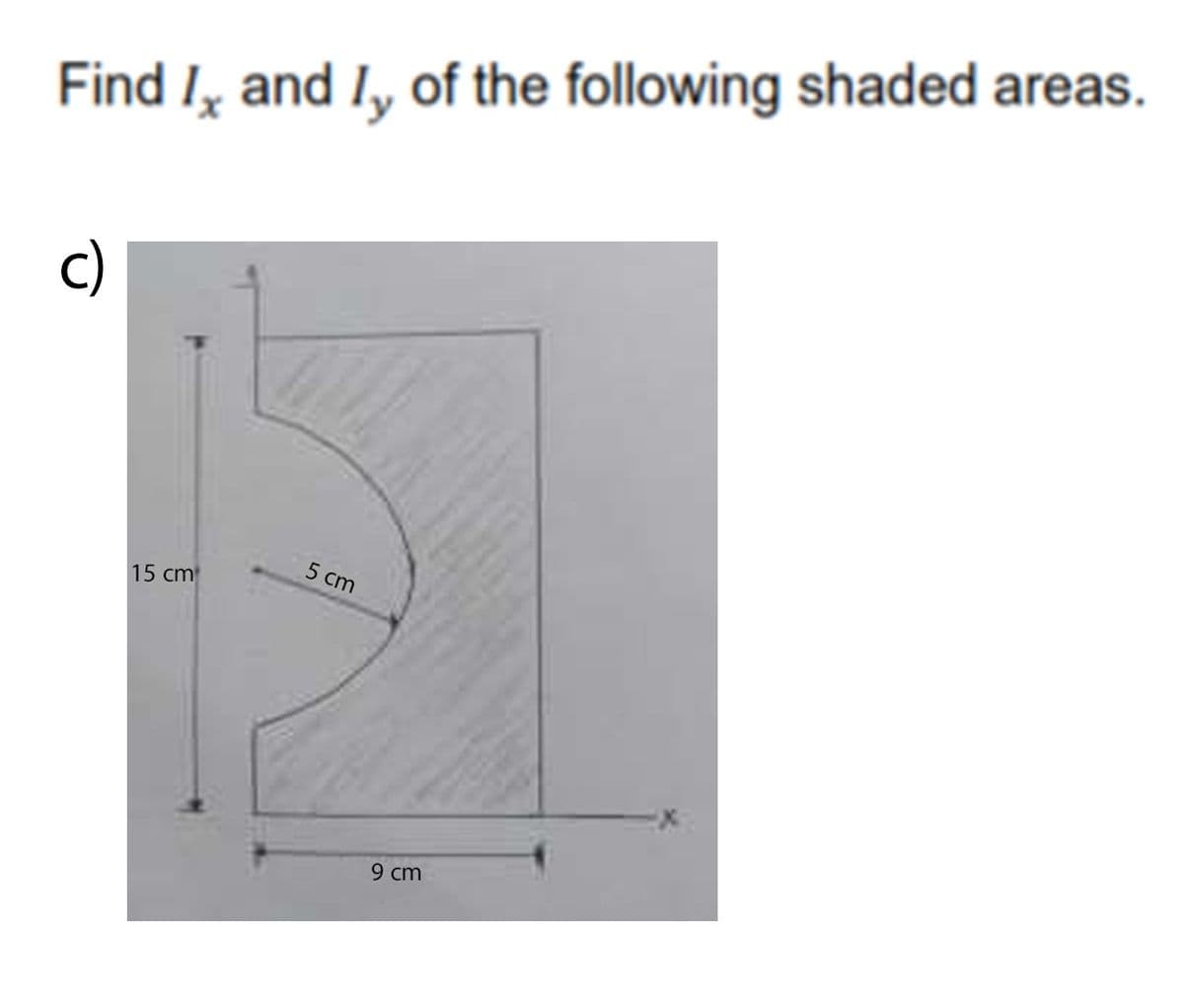 Find I, and I, of the following shaded areas.
c)
5 cm
15 cm
9 cm
