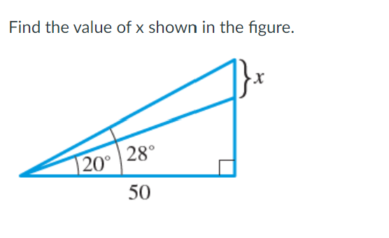 Find the value of x shown in the figure.
120° 28°
50
X