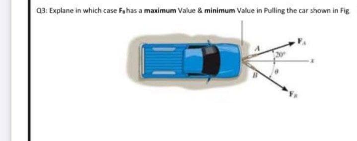 Q3: Explane in which case Fahas a maximum Value & minimum Value in Pulling the car shown in Fig
