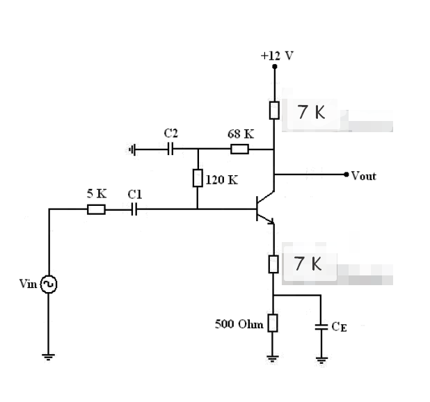 +12 V
7 K
C2
68 K
D120 K
Vout
5 K
C1
미7K
Vin
500 Ohm
СЕ
