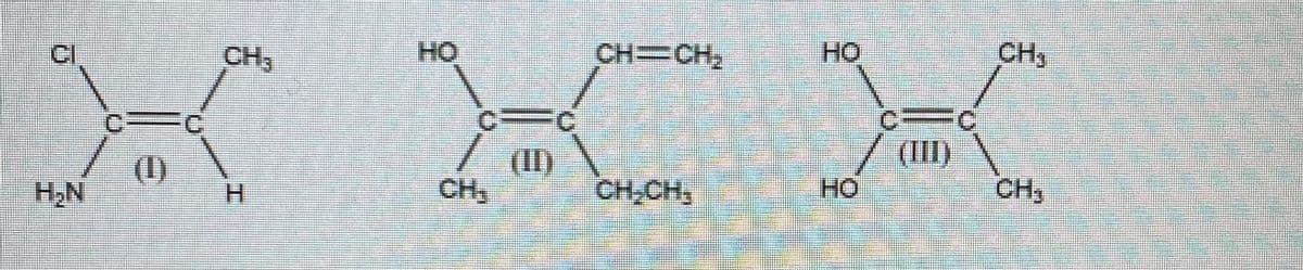 CH3
HO
CH=CH,
но
CH3
(1) \
H,N
(II)
(II)
H.
CH,
CH,CH,
но
CH3
