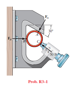 30°
15
50 lb
Prob. R3–1
