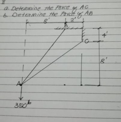 a Determine the Force
6 Determine the Forde G AB
2'
8'
3506
