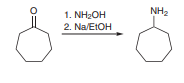 1. NH₂OH
2. Na/EtOH
NH₂