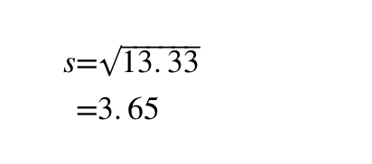 s=√13.33
=3.65