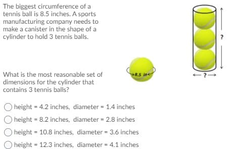 Answered: The biggest circumference of a tennis… | bartleby