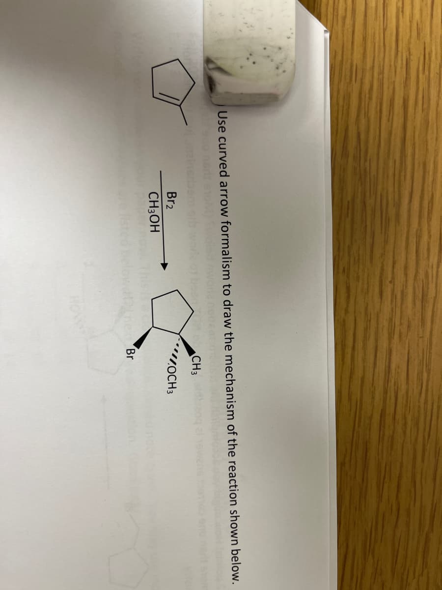 Use curved arrow formalism to draw the mechanism of the reaction shown below.
Br₂
CH3OH
CH3
Other Br
OCH3