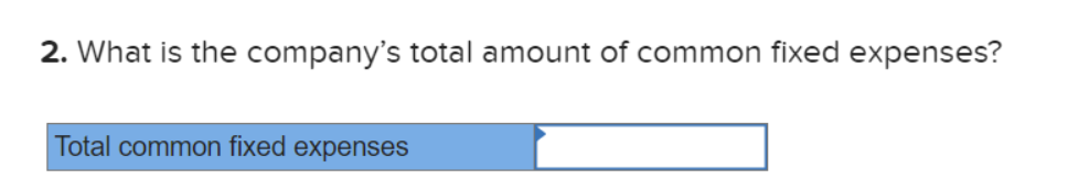 2. What is the company's total amount of common fixed expenses?
Total common fixed expenses