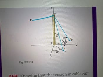 Fig. P2.133
36
2,134 Knowing that the tension in cable AC