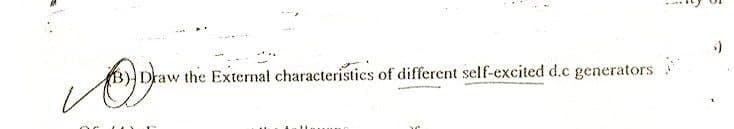 B) Draw the External characteristics of different self-excited d.c generators
Daw