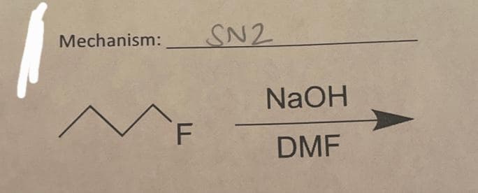 Mechanism:
F
SN2
NaOH
DMF