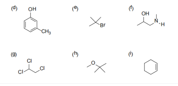 (d)
OH
()
OH
Br
CH3
(9)
(h)
CI
