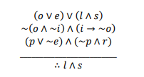 SV 1:
(vd~) v(and)
(0~?) V (?~VO)~
(ove) V (LAS)