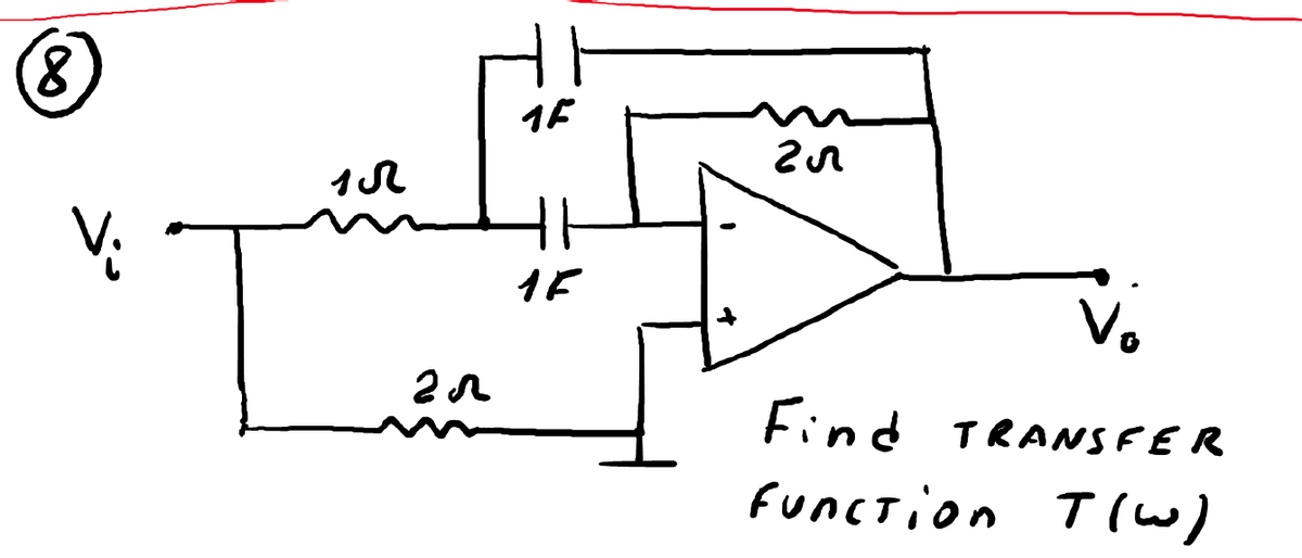(8)
V₂
12
20
16
16
гл
V₂
Find TRANSFER
Function T(W)