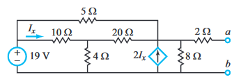 Ix
19 V
10 Ω Ω
5Ω
mw
4Ω
20 Ω
21x
8Ω
2Ω
b