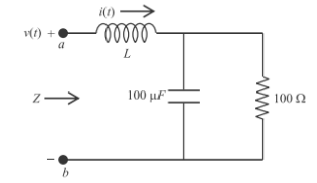 i(t) →
v(t) +
a
ellel
L
z→
100 µF
100 Ω
b