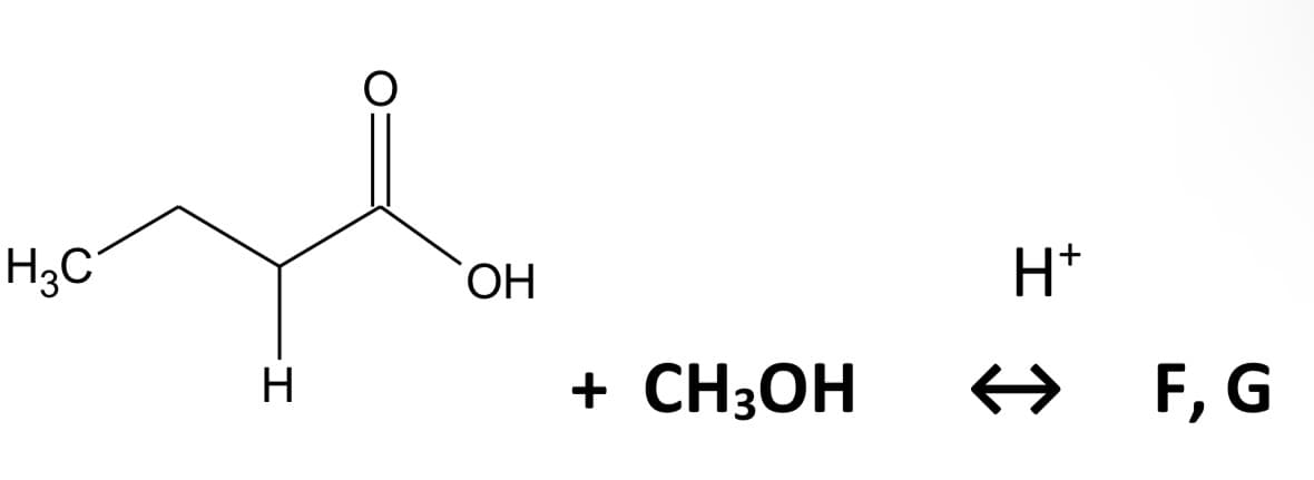 H3C
H
ОН
H+
+ CH3OH → F, G