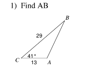 1) Find AB
B
29
41°
13 A