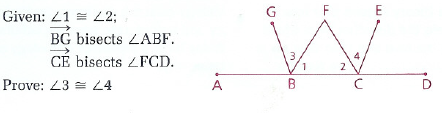 Given: 21 22;
BG bisects LABF.
CE bisects FCD.
Prove: 23 24
A
G
B
F
N
с
D