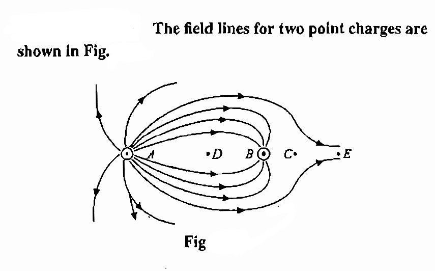 shown in Fig.
The field lines for two point charges are
•D BO C
Fig