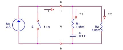 a
I
Il
12
Idc
R1
S
t = 0
1 ohm
R2
4 ohm
3 A
0,1 F
