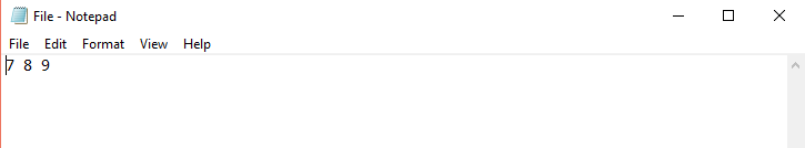 File Notepad
File Edit Format View Help
7 8 9
X
