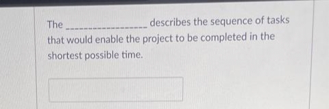 The
describes the sequence of tasks
that would enable the project to be completed in the
shortest possible time.