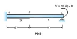 M = 60 kip - ft
B
21
to
P9.5
