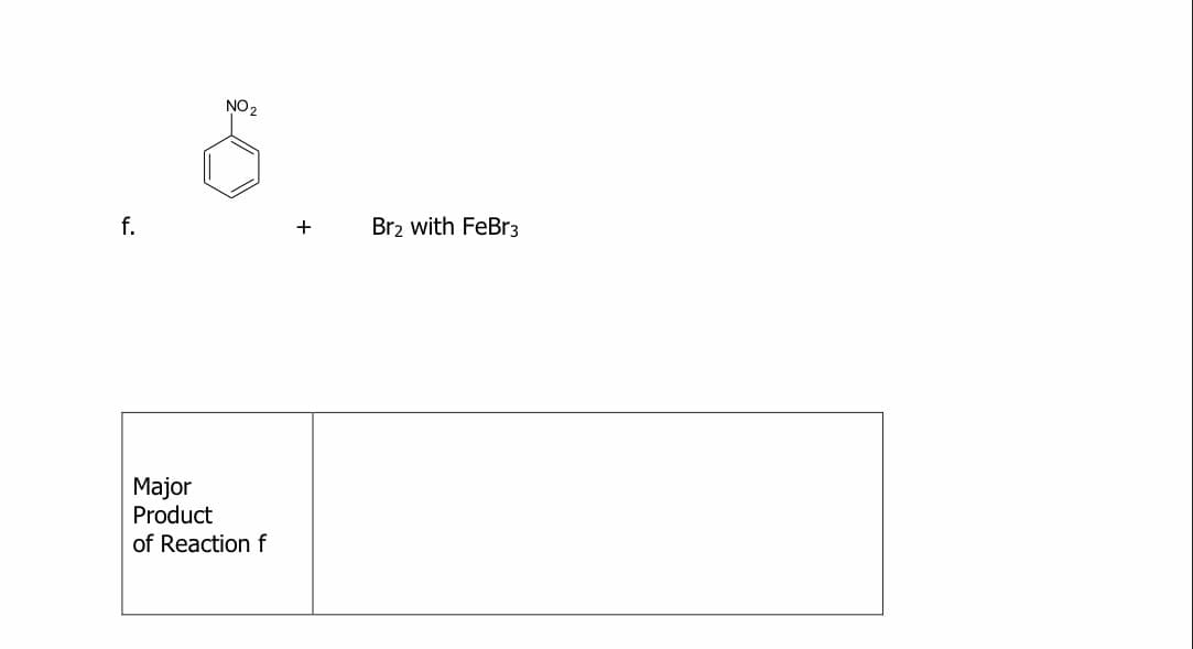 NO 2
f.
Br2 with FeBr3
+
Major
Product
of Reaction f
