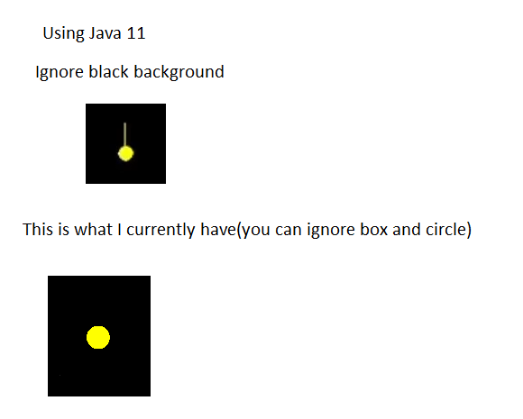 Using Java 11
Ignore black background
This is what I currently have(you can ignore box and circle)
