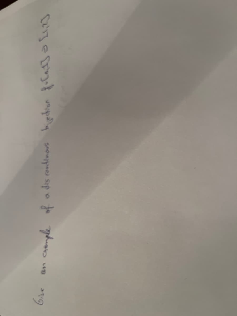 Give
on cxemple of a dis continous bijection fo[at] > [1,2]