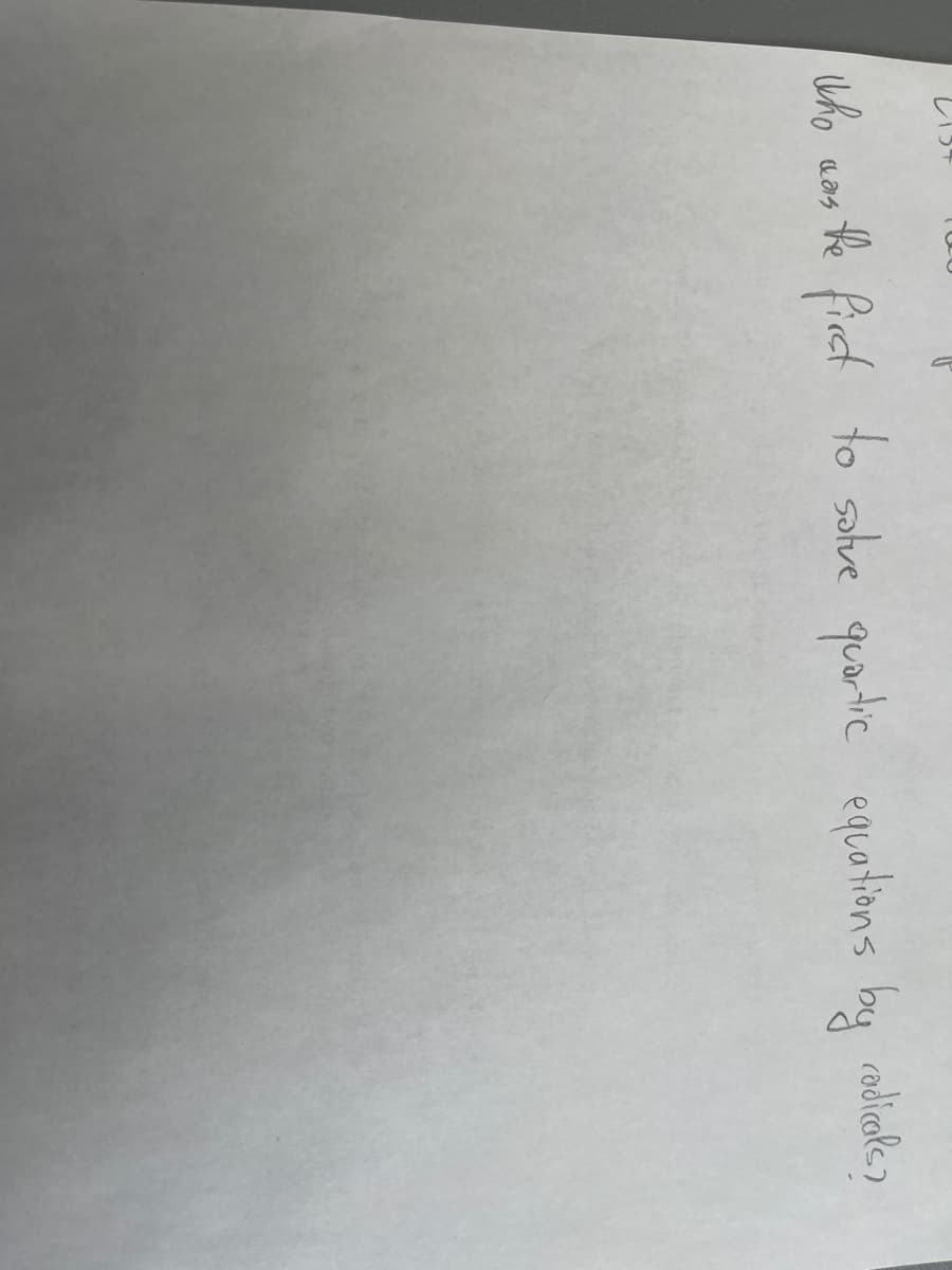 who was the first to solve quartic equations by rodicals?