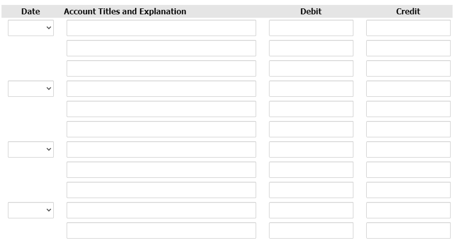 Date
Account Titles and Explanation
Debit
Credit
>
>
>
