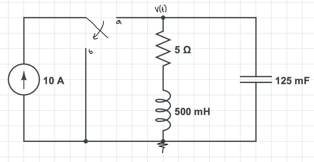 D.
10 A
X
6
a
v(t)
m
5 Ω
500 mH
125 mF