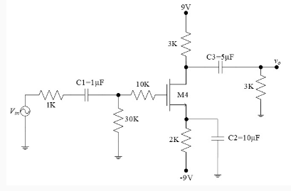 A6
3K
C3-SµF
Vo
C1-1uF
10K
3K
M4
IK
30K
2K
C2-10µF
-9V
