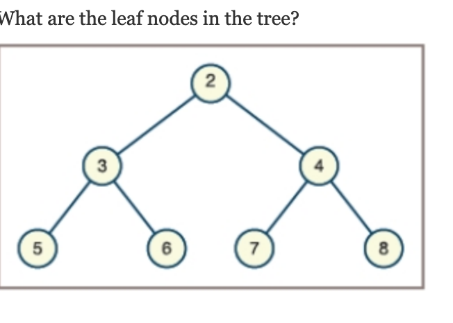 What are the leaf nodes in the tree?
2
3
7
8
5
