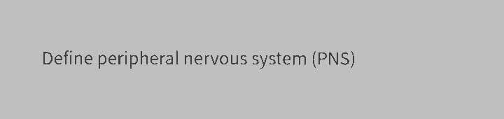 Define peripheral nervous system (PNS)
