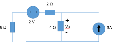 8 Ω
2V
ΖΩ
4 Ω
+
Va
I
3A