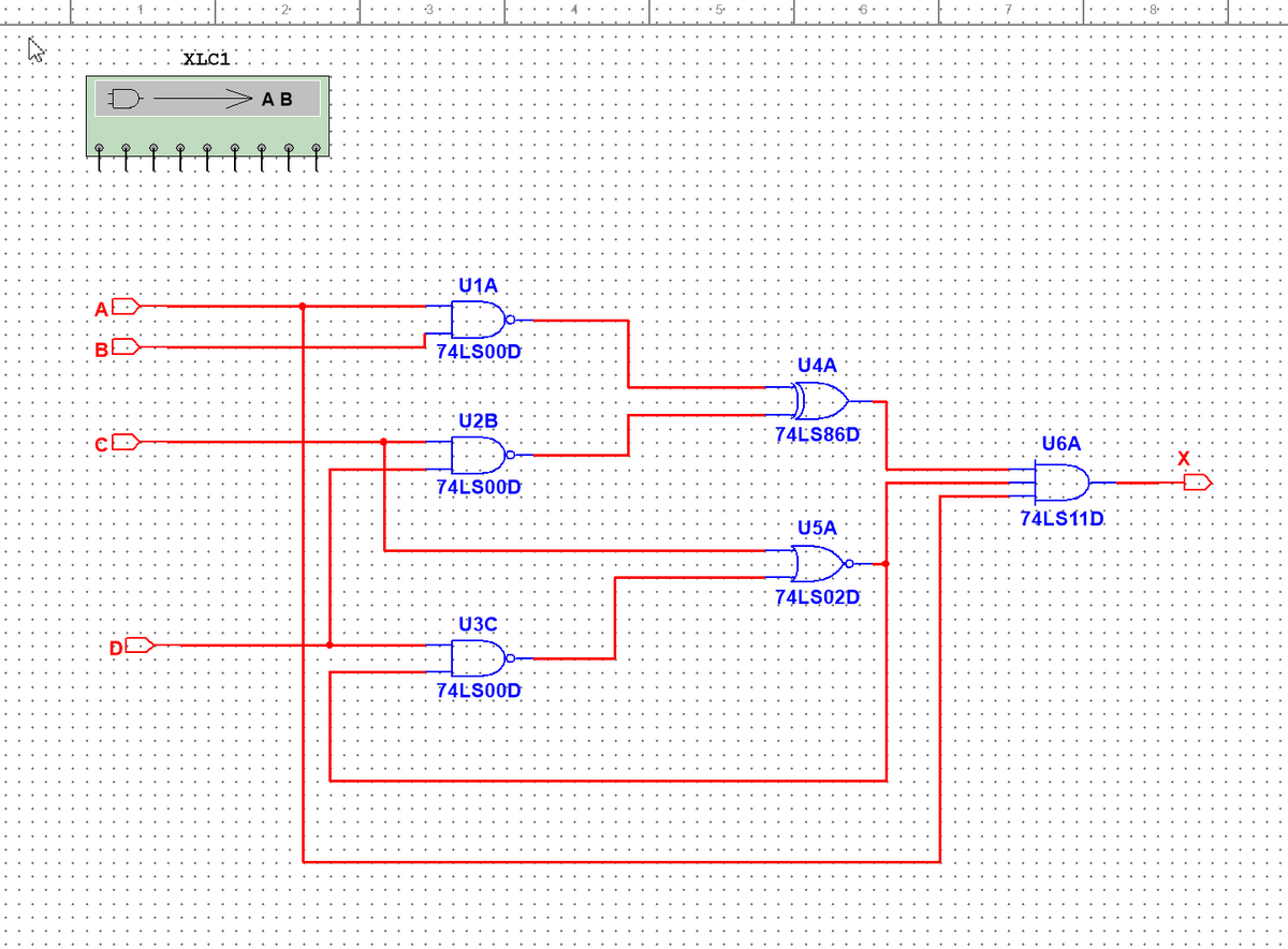 A
XLC1
AB
U1A
B
74LS00D
U4A
*U2B
74LS86D
U6A
74LS00D
74LS11D
U5A
U3C
74LS02D
74LS00D