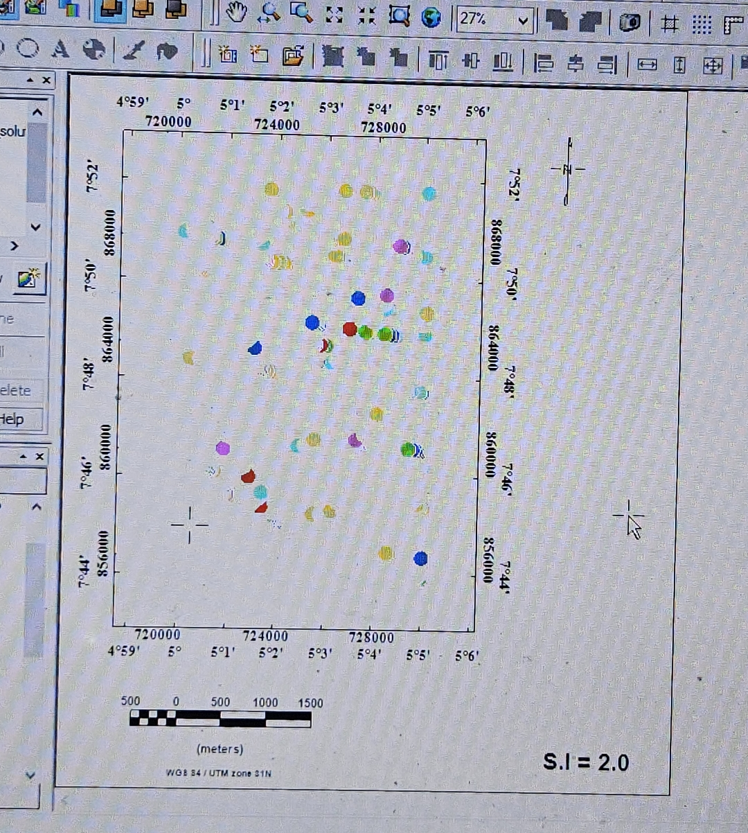 solu
ne
1
3
elete
Help
7°52'
7°50'
7°48'
.9ol
Ptol
000898
000398
000098
856000
4959¹ 5°
720000
720000
4°59'
500
0
OE
5°1'
5°2¹ 5°3' 5°4⁰
500
724.000
724000
728000
5°1' 5°21 5°3' 5°4"
1000 1500
A
(meters)
WGB 34/ UTM zone 31N
728000
5°5'
DA
0010
27%
5°5'
5°6'
596'
868000
864000
860000
856000
7°52'
7°50'
7°481
7°46
7°44'
10!
40
1
-2
-15
S.I= 2.0
