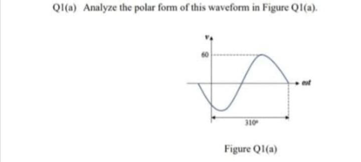 Q1(a) Analyze the polar form of this waveform in Figure Q1(a).
60
V
310⁰
Figure Q1(a)