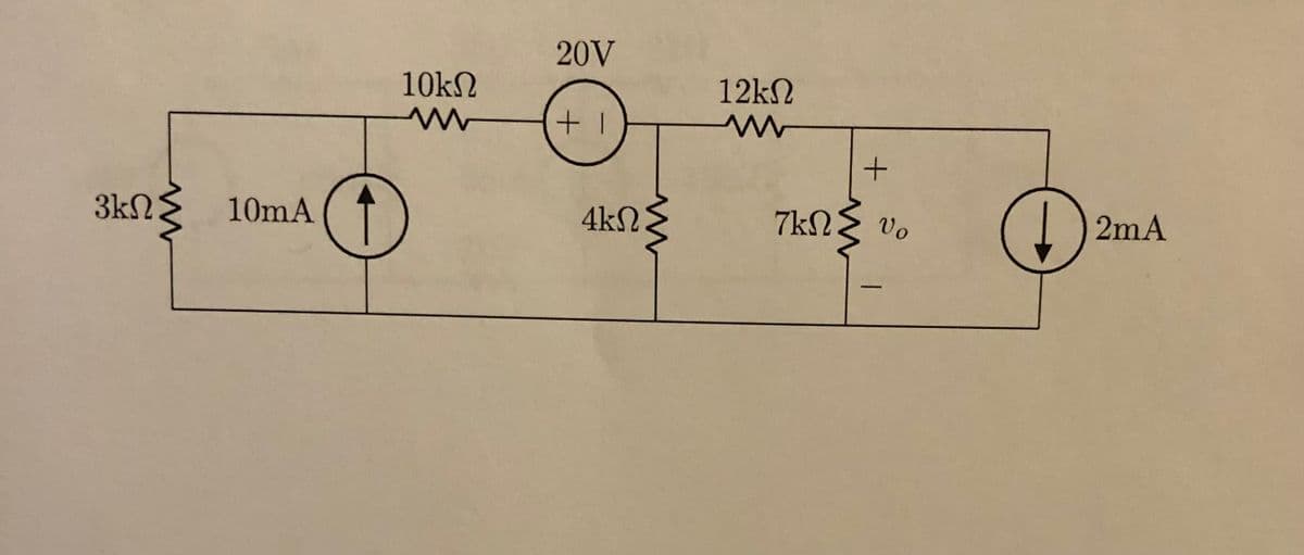 3kΩ
10mA
10kΩ
Μ
20V
+1
4ΚΩ
12ΚΩ
Μ
7ΚΩ
+
Vo
(2
2mA