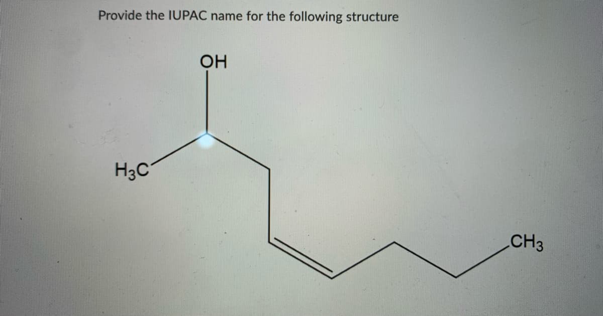 Provide the IUPAC name for the following structure
OH
H3C
CH3
