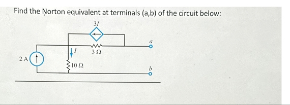 Find the Norton equivalent at terminals (a,b) of the circuit below:
31
w
302
2A(1
102
