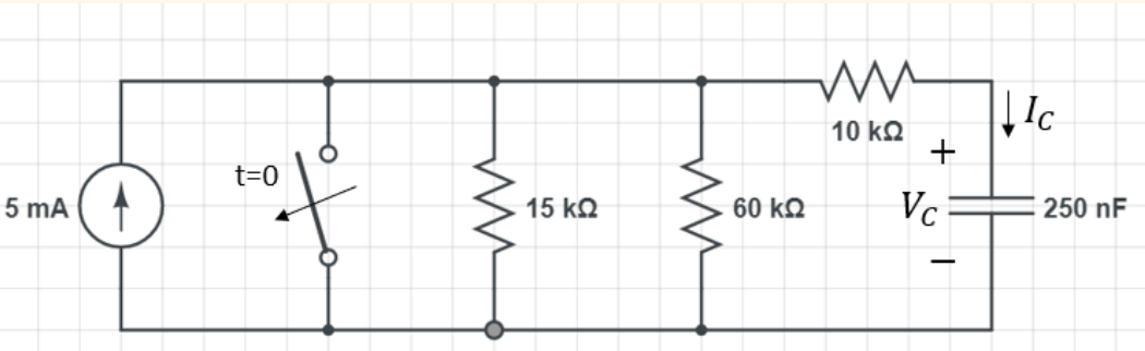 10 kQ
t=0
5 mA
15 kQ
60 kQ
250 nF
