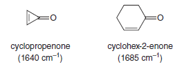 cyclopropenone
(1640 cm-1)
cyclohex-2-enone
(1685 cm-1)
