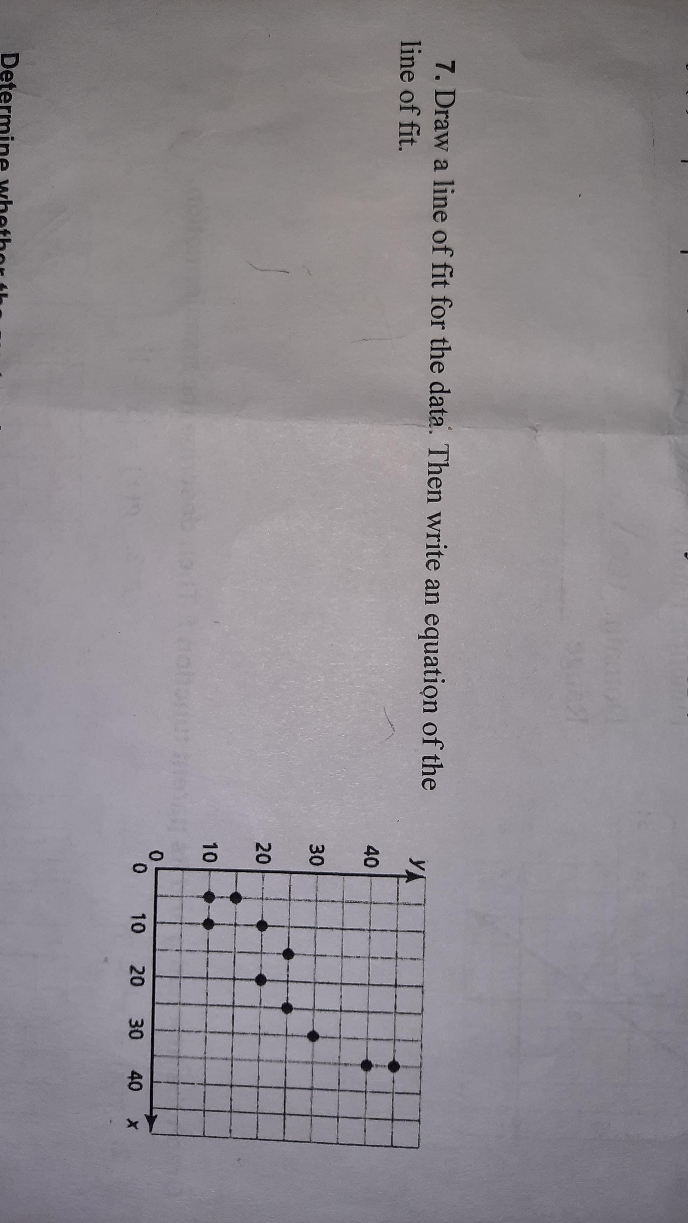 7. Draw a line of fit for the data.
line of fit.
